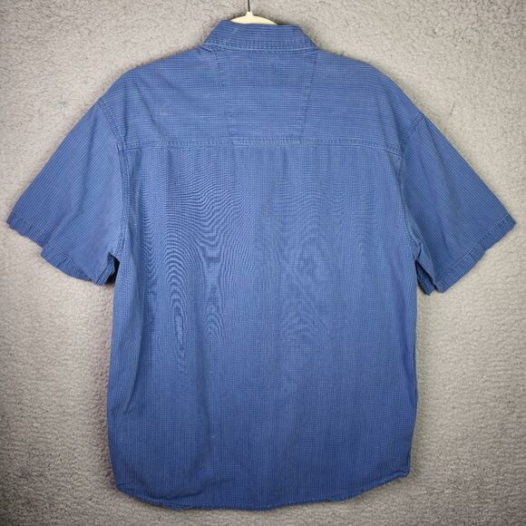 Wrangler Hero Blue Windowpane Short Sleeve Button Down Shirt Men’s Medium - Picture 2 of 8